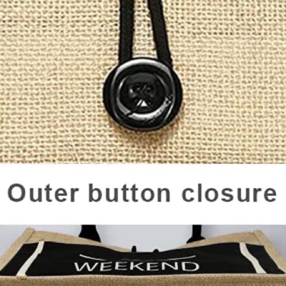 BRAND NEW LARGE STYLISH BURLAP BEACH BAG NWT - Picture 4 of 8